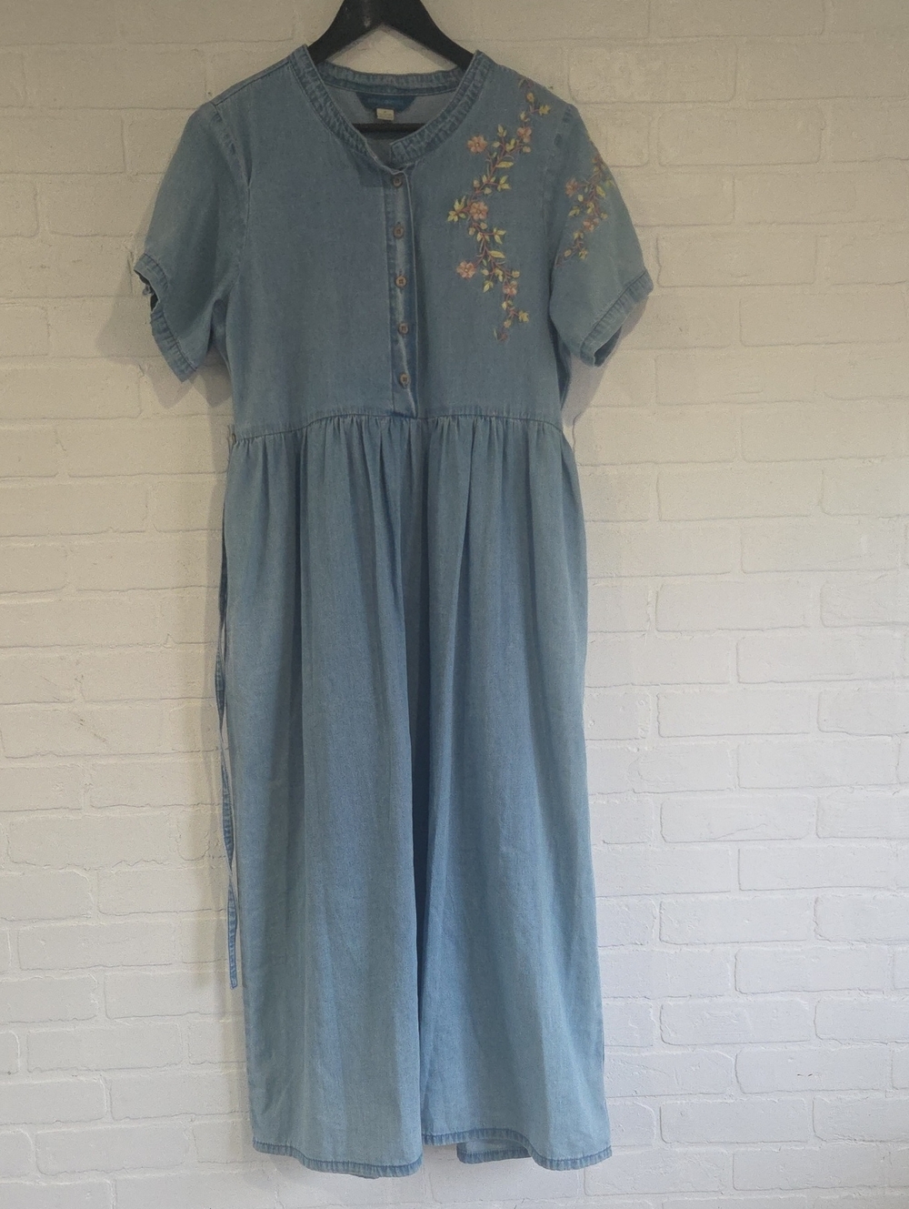 April Cornell Light Blue Embroidered Denim Dress